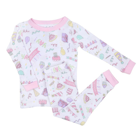 Magnolia Baby Long Sleeve Bamboo Blend PJ Set - My Birthday Pink - Let Them Be Little, A Baby & Children's Clothing Boutique