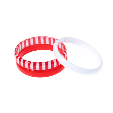 Lilies & Roses Bangle Set - Stripes Red White - Let Them Be Little, A Baby & Children's Clothing Boutique