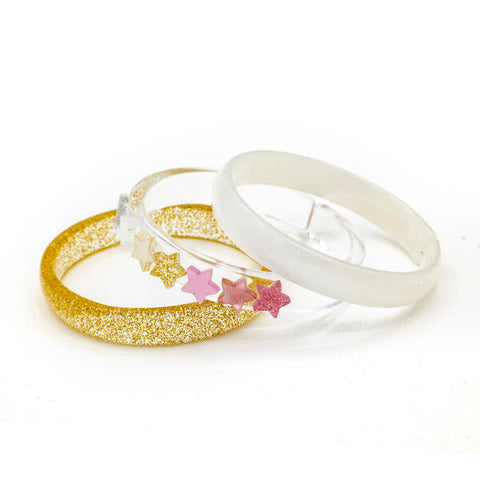 Lilies & Roses Bangle Set - Stars Pearlized Glitter Gold - Let Them Be Little, A Baby & Children's Clothing Boutique