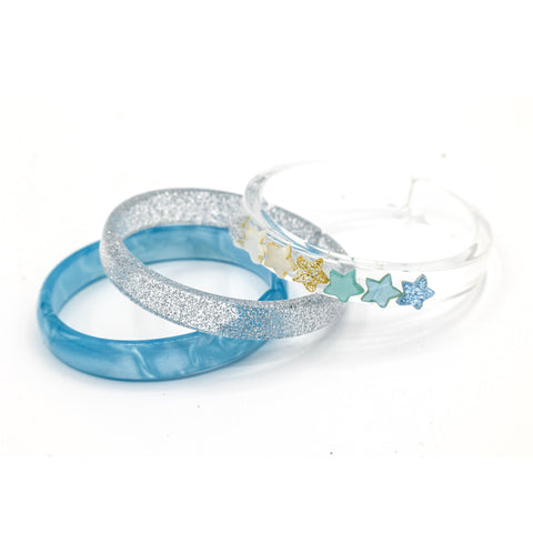 Lilies & Roses Bangle Set - Stars Pearlized Glitter Blue - Let Them Be Little, A Baby & Children's Clothing Boutique