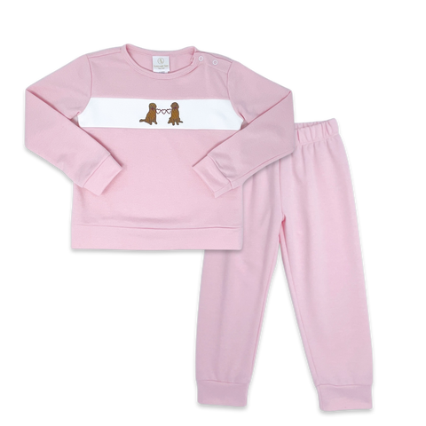 Lullaby Set Lagniappe Banded Pant Set - Playtime Pink, Puppy Love - Let Them Be Little, A Baby & Children's Clothing Boutique