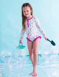 Birdie Bean Girls Rash Guard One Piece Swimsuit - Coral - Let Them Be Little, A Baby & Children's Clothing Boutique