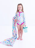 Birdie Bean Girls Rash Guard One Piece Swimsuit - Coral - Let Them Be Little, A Baby & Children's Clothing Boutique