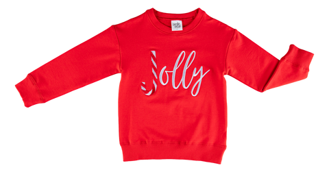 Birdie Bean Embroidered Crewneck - Jolly Scarlet - Let Them Be Little, A Baby & Children's Clothing Boutique