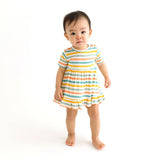 Posh Peanut Short Sleeve Ruffled Bodysuit Dress - Popsicle Stripe - Let Them Be Little, A Baby & Children's Clothing Boutique