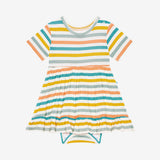 Posh Peanut Short Sleeve Ruffled Bodysuit Dress - Popsicle Stripe - Let Them Be Little, A Baby & Children's Clothing Boutique