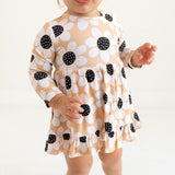 Posh Peanut Long Sleeve Ruffled Bodysuit Dress - Reagan (Ribbed) - Let Them Be Little, A Baby & Children's Clothing Boutique