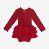 Posh Peanut Long Sleeve Tulle Skirt Bodysuit - Dark Red (Ribbed) - Let Them Be Little, A Baby & Children's Clothing Boutique