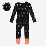Posh Peanut Ruffled Zipper Footie - Dancing Skelly (Glow in the Dark) - Let Them Be Little, A Baby & Children's Clothing Boutique