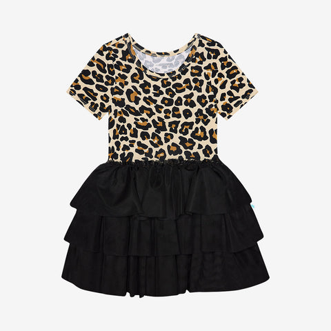 Posh Peanut Short Sleeve Tulle Dress - Lana Leopard - Let Them Be Little, A Baby & Children's Clothing Boutique