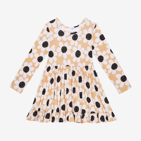 Posh Peanut Long Sleeve Ruffled Twirl Dress - Reagan (Ribbed) - Let Them Be Little, A Baby & Children's Clothing Boutique