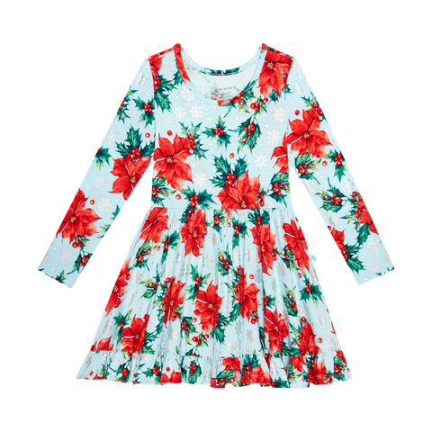 Posh Peanut Long Sleeve Ruffled Twirl Dress - Winter Lily - Let Them Be Little, A Baby & Children's Clothing Boutique