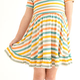 Posh Peanut Short Sleeve Ruffled Twirl Dress - Popsicle Stripe - Let Them Be Little, A Baby & Children's Clothing Boutique
