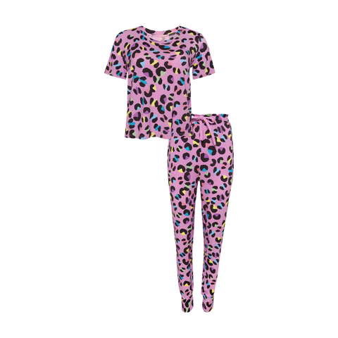 Posh Peanut Women's Short Sleeve Scoop Loungewear - Electric Leopard - Let Them Be Little, A Baby & Children's Clothing Boutique