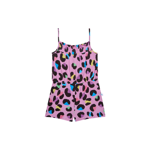 Posh Peanut Spaghetti Strap Smocked Short Romper - Electric Leopard - Let Them Be Little, A Baby & Children's Clothing Boutique