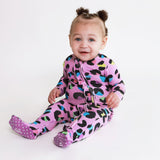 Posh Peanut Ruffled Zipper Footie - Electric Leopard - Let Them Be Little, A Baby & Children's Clothing Boutique