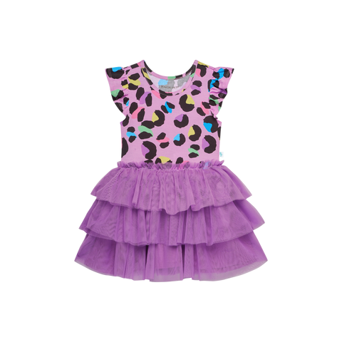 Posh Peanut Ruffled Cap Sleeve Tulle Dress - Electric Leopard - Let Them Be Little, A Baby & Children's Clothing Boutique