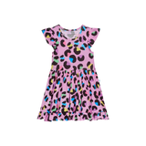 Posh Peanut Cap Sleeve Ruffled Twirl Dress - Electric Leopard - Let Them Be Little, A Baby & Children's Clothing Boutique