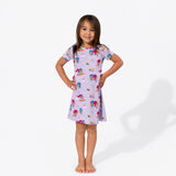 Bellabu Bear Girls Short Sleeve Dress - Shimmer & Shine - Let Them Be Little, A Baby & Children's Clothing Boutique