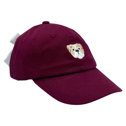 Bits & Bows Baseball Hat w/ Bow - Garnet w/ Bulldog - Let Them Be Little, A Baby & Children's Clothing Boutique