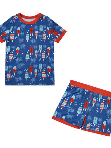 Emerson & Friends Short Sleeve w/ Shorts Bamboo PJ Set - Party Pops - Let Them Be Little, A Baby & Children's Clothing Boutique