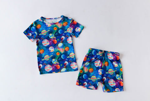Ollee and Belle Two-Piece Short Sleeve w/ Shorts PJ Set - Leo - Let Them Be Little, A Baby & Children's Clothing Boutique