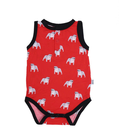 Southern Slumber Henley Onsie - Red Bulldog - Let Them Be Little, A Baby & Children's Clothing Boutique