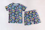 Ollee and Belle Two-Piece Short Sleeve w/ Shorts PJ Set - Crystal - Let Them Be Little, A Baby & Children's Clothing Boutique