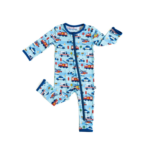 Macaron + Me Zipper Romper - Rescue - Let Them Be Little, A Baby & Children's Clothing Boutique