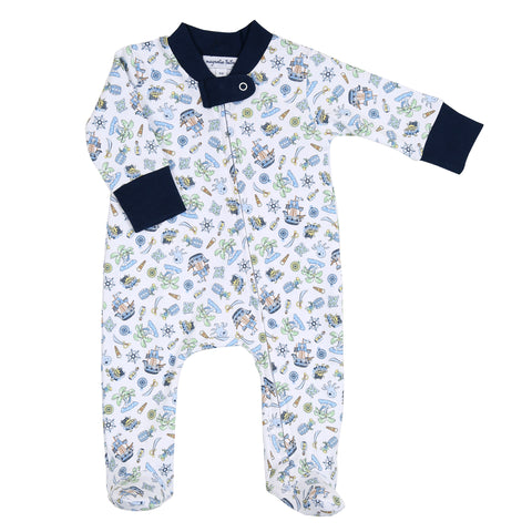 Magnolia Baby Printed Zipper Footie - Pirate’s Treasure - Let Them Be Little, A Baby & Children's Clothing Boutique