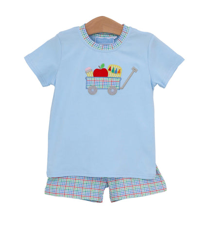Trotter Street Kids Shorts Set - School Supplies Wagon - Let Them Be Little, A Baby & Children's Clothing Boutique