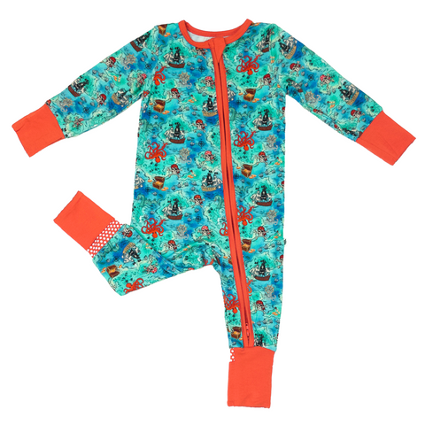 Free Birdees Convertible Footie - Pirate High Seas Treasure Map - Let Them Be Little, A Baby & Children's Clothing Boutique