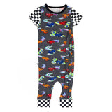Free Birdees Short Sleeve Romper with Side Zipper - Neon Street Racers - Let Them Be Little, A Baby & Children's Clothing Boutique