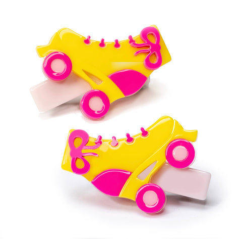 Lilies & Roses Alligator Clip - Roller Skates Pink Yellow - Let Them Be Little, A Baby & Children's Clothing Boutique