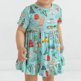 Posh Peanut Short Sleeve Ruffled Bodysuit Dress - Around the World - Let Them Be Little, A Baby & Children's Clothing Boutique