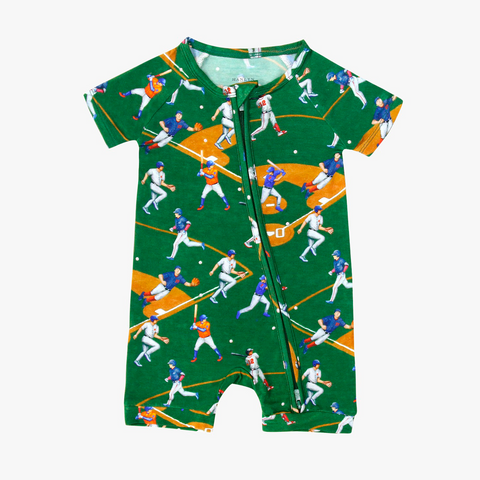 Hanlyn Collective Short Sleeve Zip Shortie - Play Ball - Let Them Be Little, A Baby & Children's Clothing Boutique