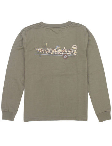 Properly Tied Long Sleeve Signature Tee - Camo Boat - Let Them Be Little, A Baby & Children's Clothing Boutique