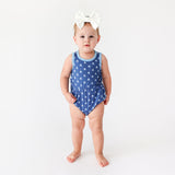 Posh Peanut Varsity Bubble Romper - Mariner - Let Them Be Little, A Baby & Children's Clothing Boutique