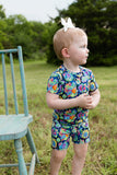 Ollee and Belle Two-Piece Short Sleeve w/ Shorts PJ Set - Crystal - Let Them Be Little, A Baby & Children's Clothing Boutique
