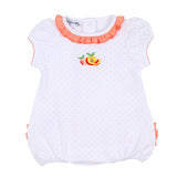 Magnolia Baby Short Sleeve Embroidered Ruffle Bubble - Summer Peaches - Let Them Be Little, A Baby & Children's Clothing Boutique