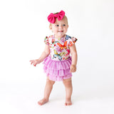 Posh Peanut Ruffled Cap Sleeve  Tulle Skirt Bodysuit - Watercolor Butterfly - Let Them Be Little, A Baby & Children's Clothing Boutique
