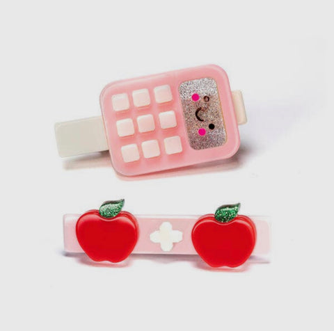 Lilies & Roses Alligator Clip - Calculator Lt Pink & Apples - Let Them Be Little, A Baby & Children's Clothing Boutique