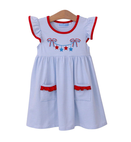 Trotter Street Kids Applique Pocket Dress - Star Spangled - Let Them Be Little, A Baby & Children's Clothing Boutique