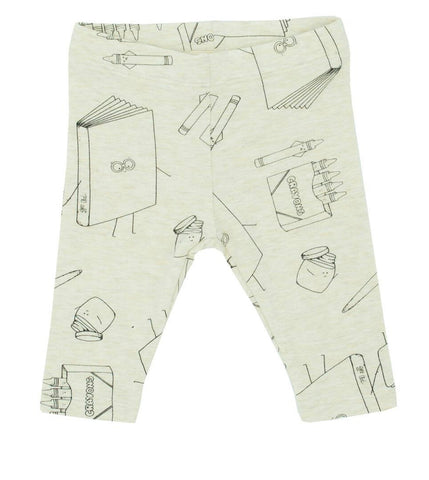 Greige Bamboo Leggings - Almond Books and Crayons - Let Them Be Little, A Baby & Children's Clothing Boutique