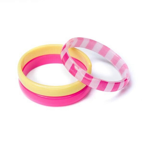 Lilies & Roses Bangle Set - Pink Stripe Yellow Mix - Let Them Be Little, A Baby & Children's Clothing Boutique
