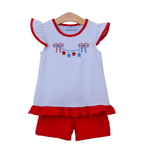Trotter Street Kids Ruffle Sleeve Applique Shorts Set - Star Spangled - Let Them Be Little, A Baby & Children's Clothing Boutique