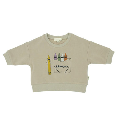 Greige Bamboo Fleece Sweatshirt - Almond Crayons - Let Them Be Little, A Baby & Children's Clothing Boutique