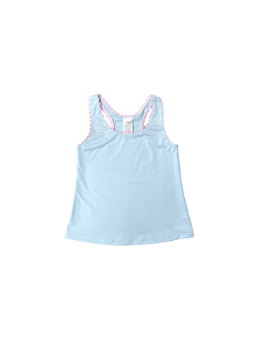 Set Athleisure Riley Razor Tank - Blue/Pink Ric Rac - Let Them Be Little, A Baby & Children's Clothing Boutique