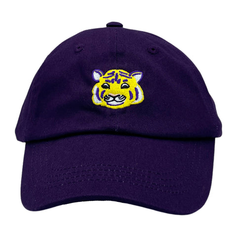 Bits & Bows Baseball Hat - Purple w/ Yellow Tiger - Let Them Be Little, A Baby & Children's Clothing Boutique