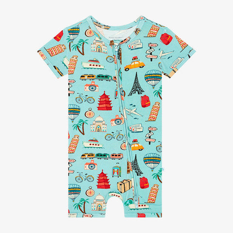 Posh Peanut Short Sleeve Shortie Romper - Around the World - Let Them Be Little, A Baby & Children's Clothing Boutique